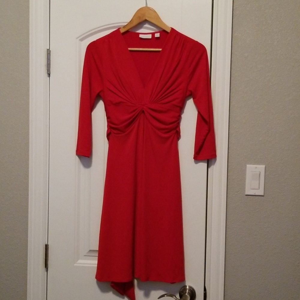 New York & Co Red 3/4 Sleeve Dress Size Small